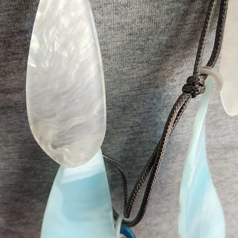 Blue and Grey Resin Necklace - Picture 13 of 16